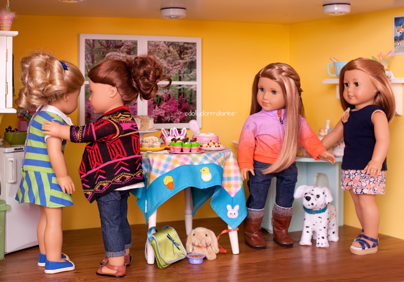 Our American Girl doll Easter celebration - Follow our 18 inch doll diaries at our American Girl Doll House. Visit our 18 inch dolls dollhouse!