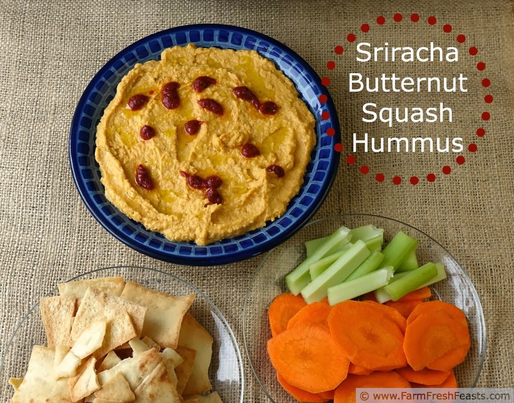 http://www.farmfreshfeasts.com/2014/01/sriracha-butternut-squash-hummus.html Sriracha Butternut Squash Hummus #Appetizerweek | Farm Fresh Feasts