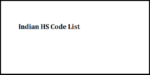 Indian HS code list