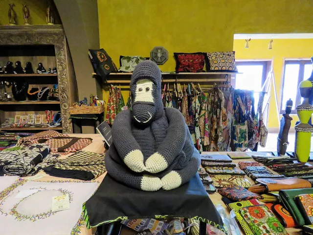 Knitted gorilla at Birdnest @ Bunyonyi lodge in Uganda
