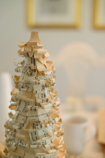 DIY music sheet covered Christmas trees