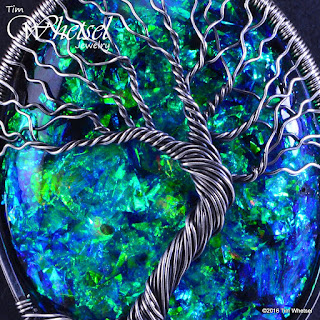 Closeup view - Glow in the Dark Opalescent Orgonite Tree of Life Pendant by Tim Whetsel