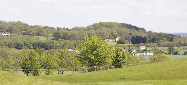 View of The Ship at Puddledock over the golf course from Joyden's Wood, 12 May 2012.