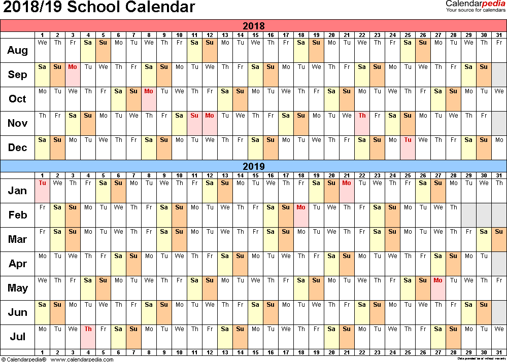 monthly school calendar template