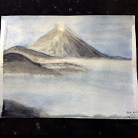 Water colour of Mount Teide in the mist