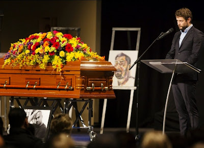 Ben Quilty, Australian artist and mentor to Myuran addressing the congregation. Photo: James Brickwood Ben Quilty, Australian artist and mentor to Myuran addressing the congregation. Photo: James Brickwood