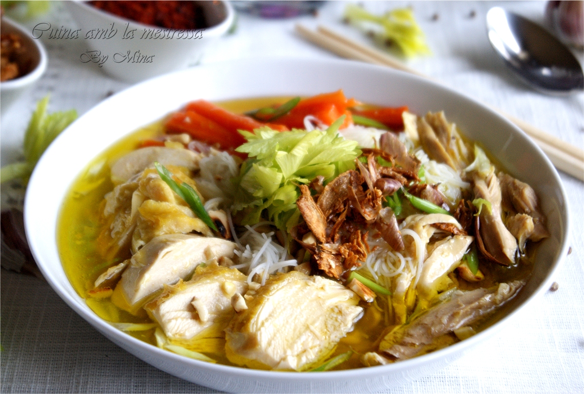 Cocina con Mina Sopa de pollo con noodles estilo Thai {Cocina fusión}