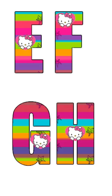 Abecedario Arco Iris de Hello Kitty. Rainbow Hello Kitty Alphabet.