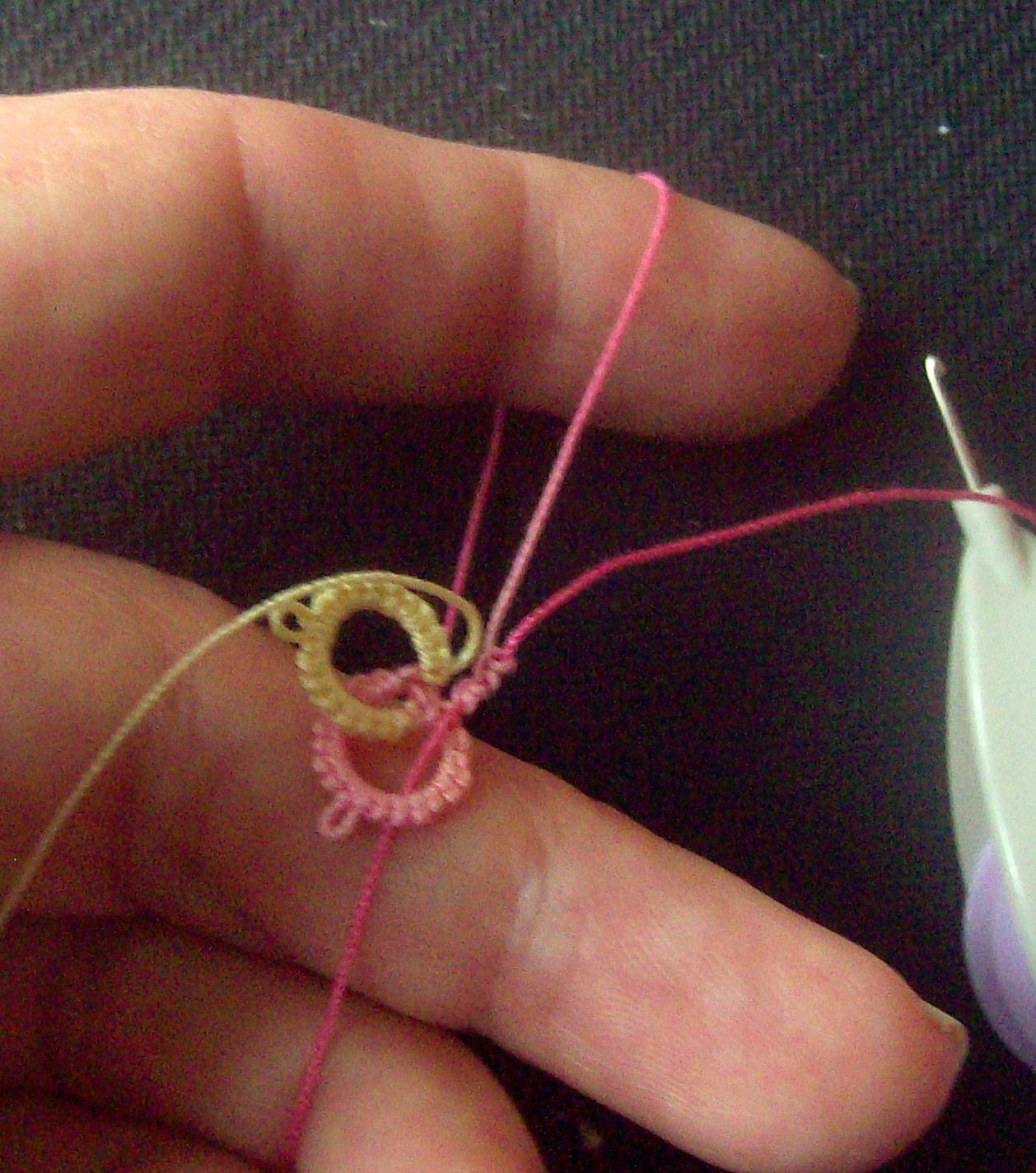 Kathy's Victorian Tatted Lace Interlocking Rings made with Shuttle