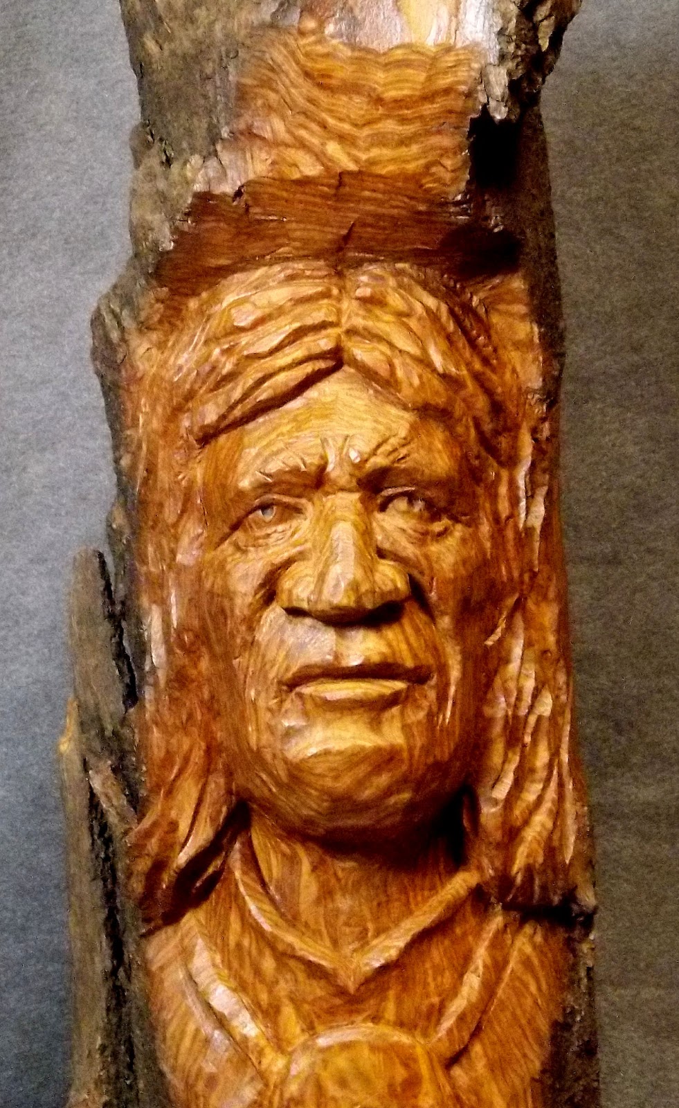 North Idaho Carver Indian in Cottonwood Bark