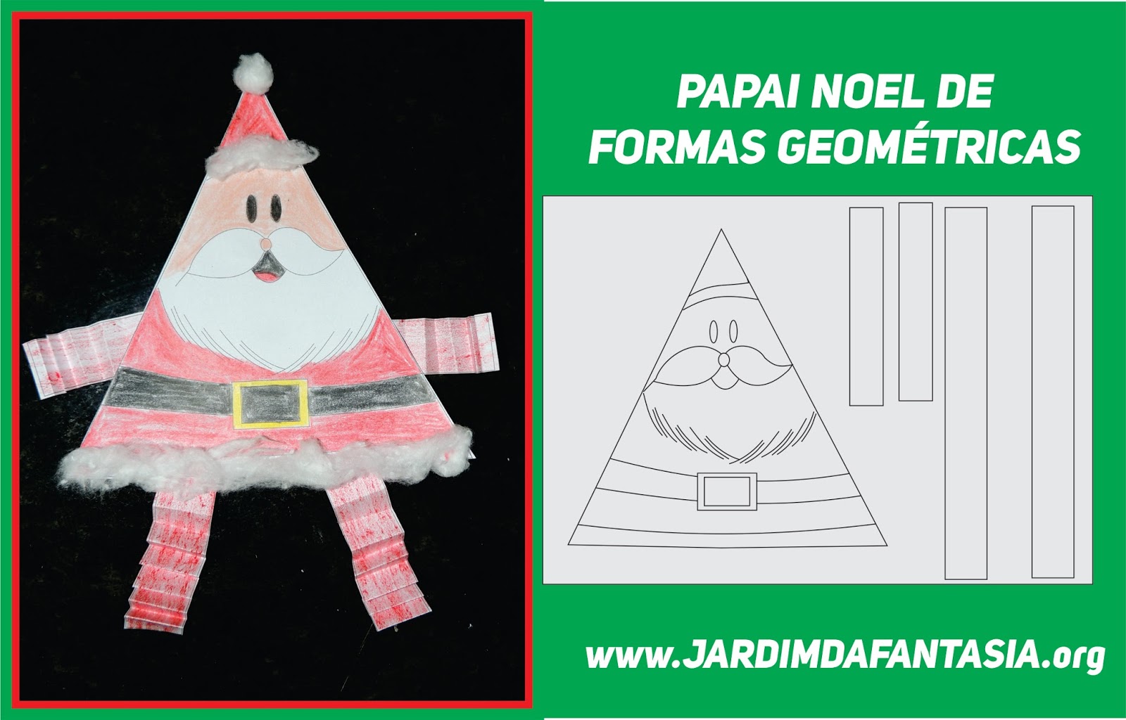 Bonequinho do Papai Noel feito com Formas Geométricas e Pernas e Braços  Sanfonados