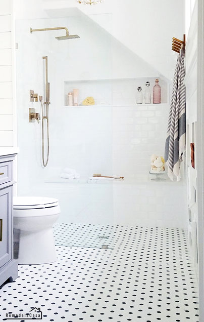 white and gray bathroom makeover