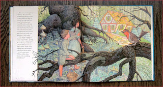 Hansel and Gretel sees candy house Hansel and Gretel in the forrest