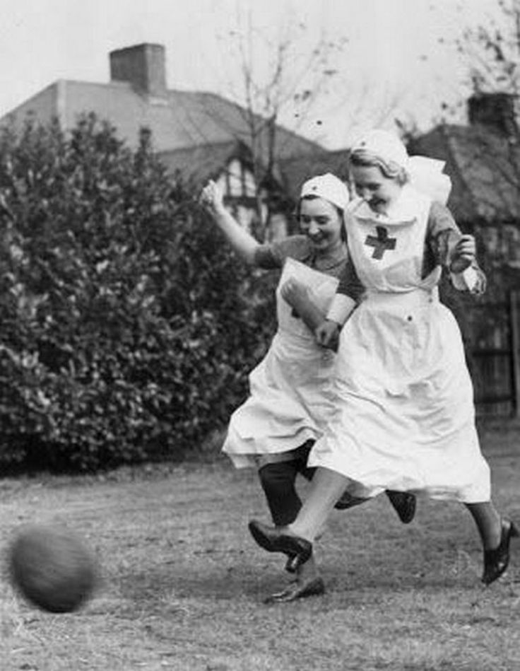 Red Cross Nurses Playing Soccer, 1939 vintage everyday