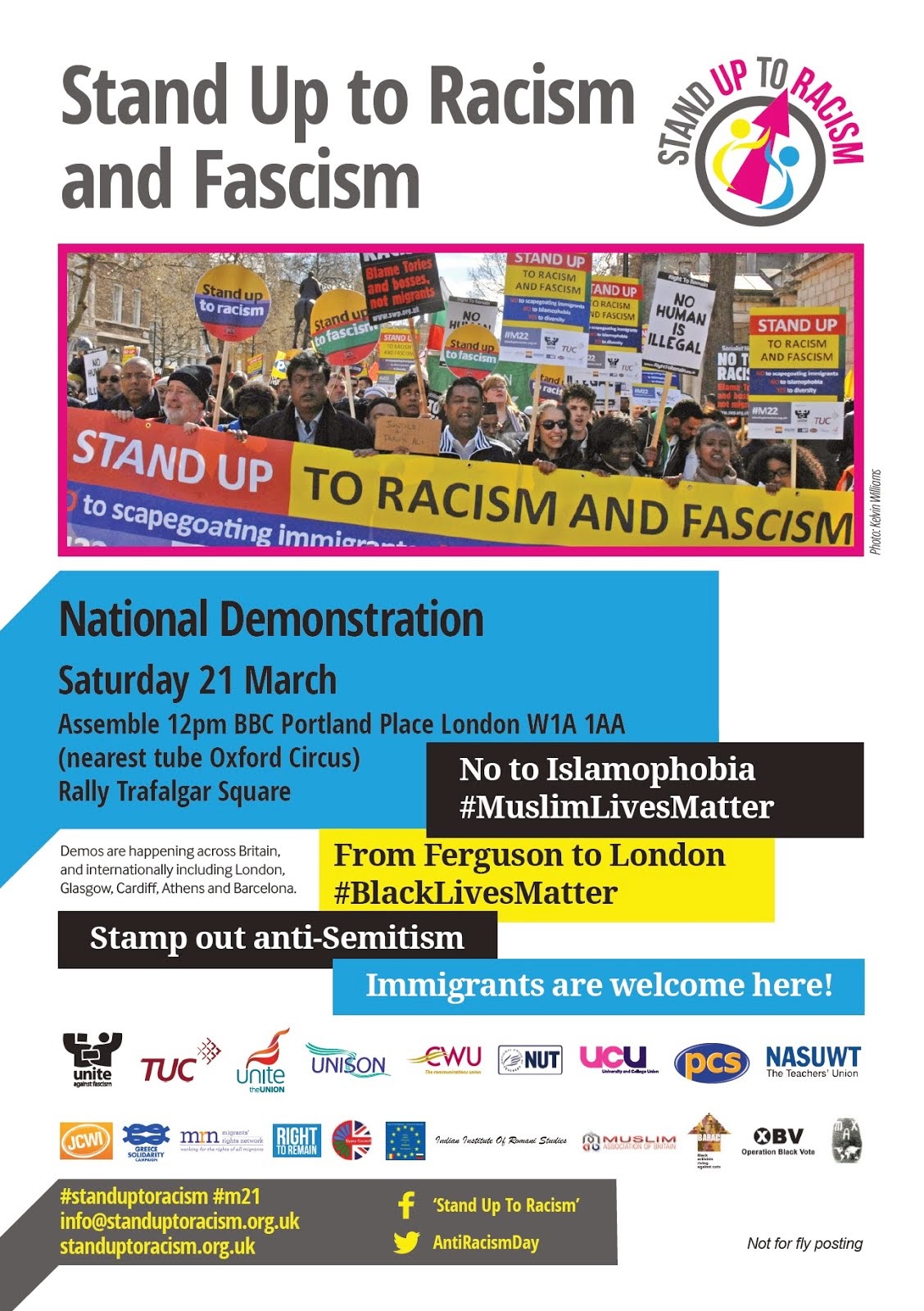 Stand up to racism and fascism London, Saturday 21 March