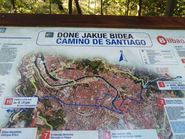 Mapa del Camino de Santiago en el Monte Avril. De Larrabetzu a Bilbao