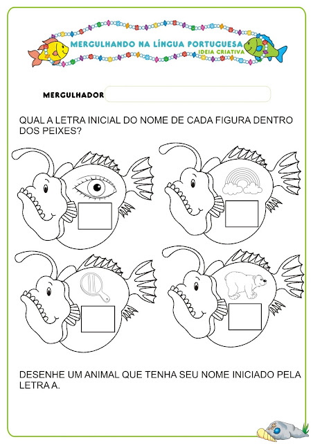 Caderno de Atividades Língua Portuguesa  Projeto no Fundo do Mar grátis para imprimir