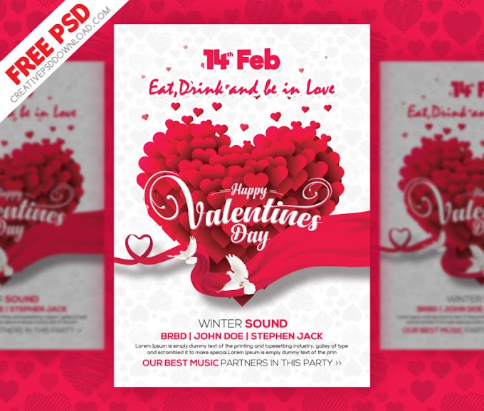 Valentines Day Clean Flyer PSD