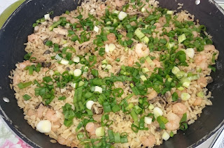 receita-culinária-gastronomia-frutos do mar-camarão-shimeji-arroz integral-jantar com amigos