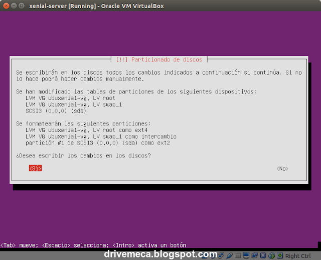 DriveMeca instalando y configurando Ubuntu Server 16.04 LTS paso a paso