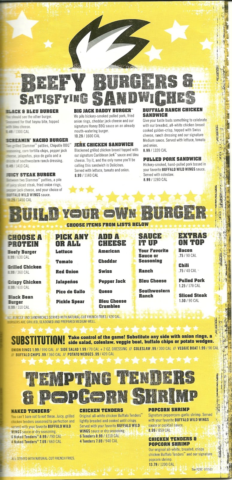 Edge the Buffalo Wild Wings Menu