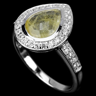 pierścionek z naturalnym kwarcem rutylowym i cyrkoniami pierścionek z kwarcem rutylowym i cyrkoniami co kupić na dzień kobiet 2016