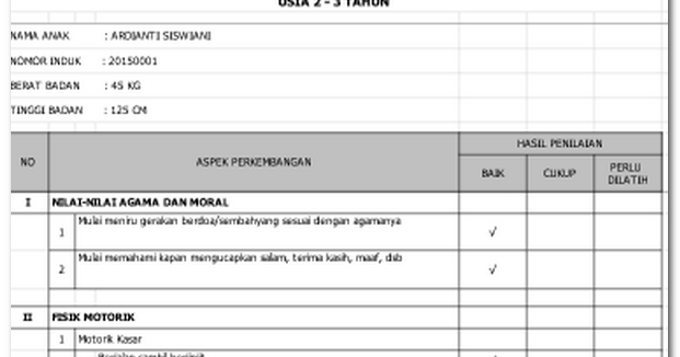 Download Contoh Format Raport Paud Usia 23 Tahun, 34 Download Contoh Format Raport Paud Usia 23 Tahun, 34