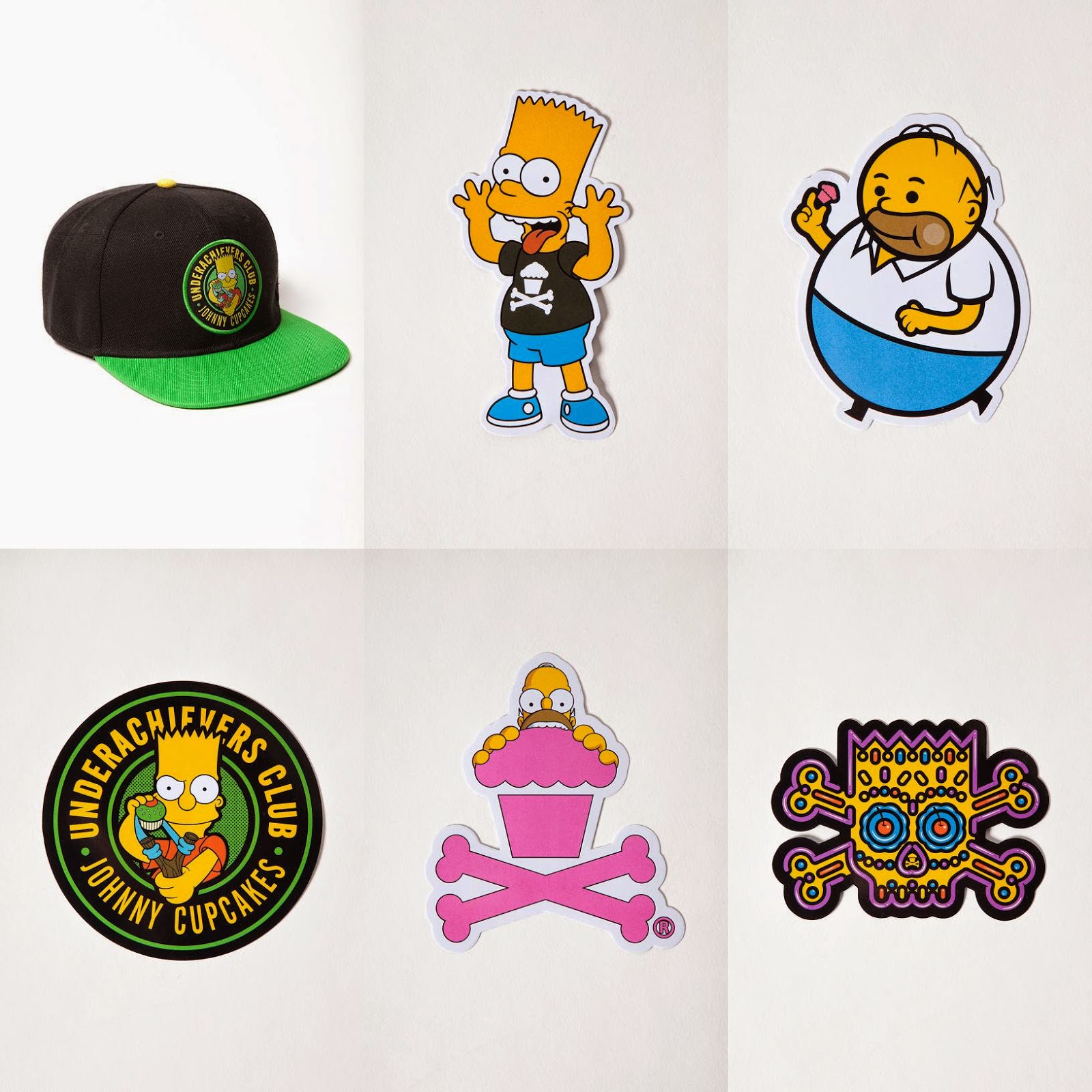 The Simpsons x Johnny Cupcakes Collection Snapback and Stickers