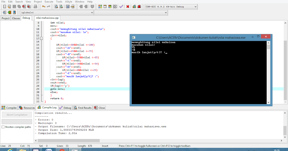 Belajar di dunia IT: contoh program menghitung nilai mahasiswa