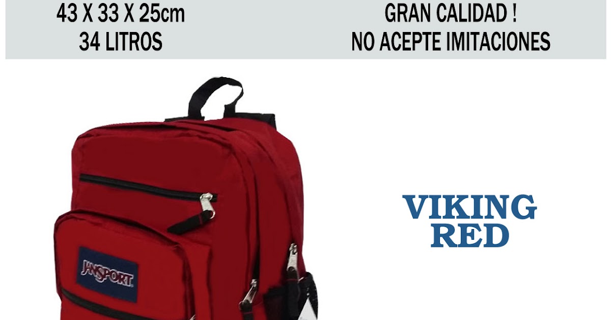 Juguetería León Mochila Jansport Big Student VIKING RED Grande 34 Litros