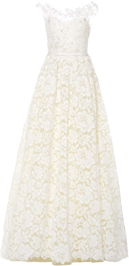 Mira Zwillinger Emily Floral-Appliquéd Lace Gown