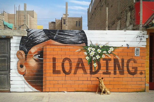 Street Art By Jade For Proyecto Afuera in Pisco, Peru. details loading dog