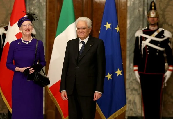 Queen Margrethe II of Denmark met with Italian President Sergio Mattarella at the Presidential Palace Palazzo Quirinale