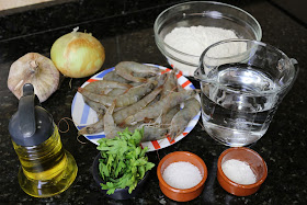 Ingredientes para tortillitas de gambas o langostinos
