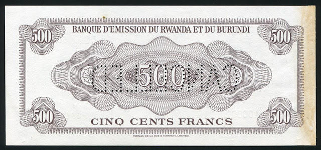 Rwanda and Burundi Bank money 500 Francs