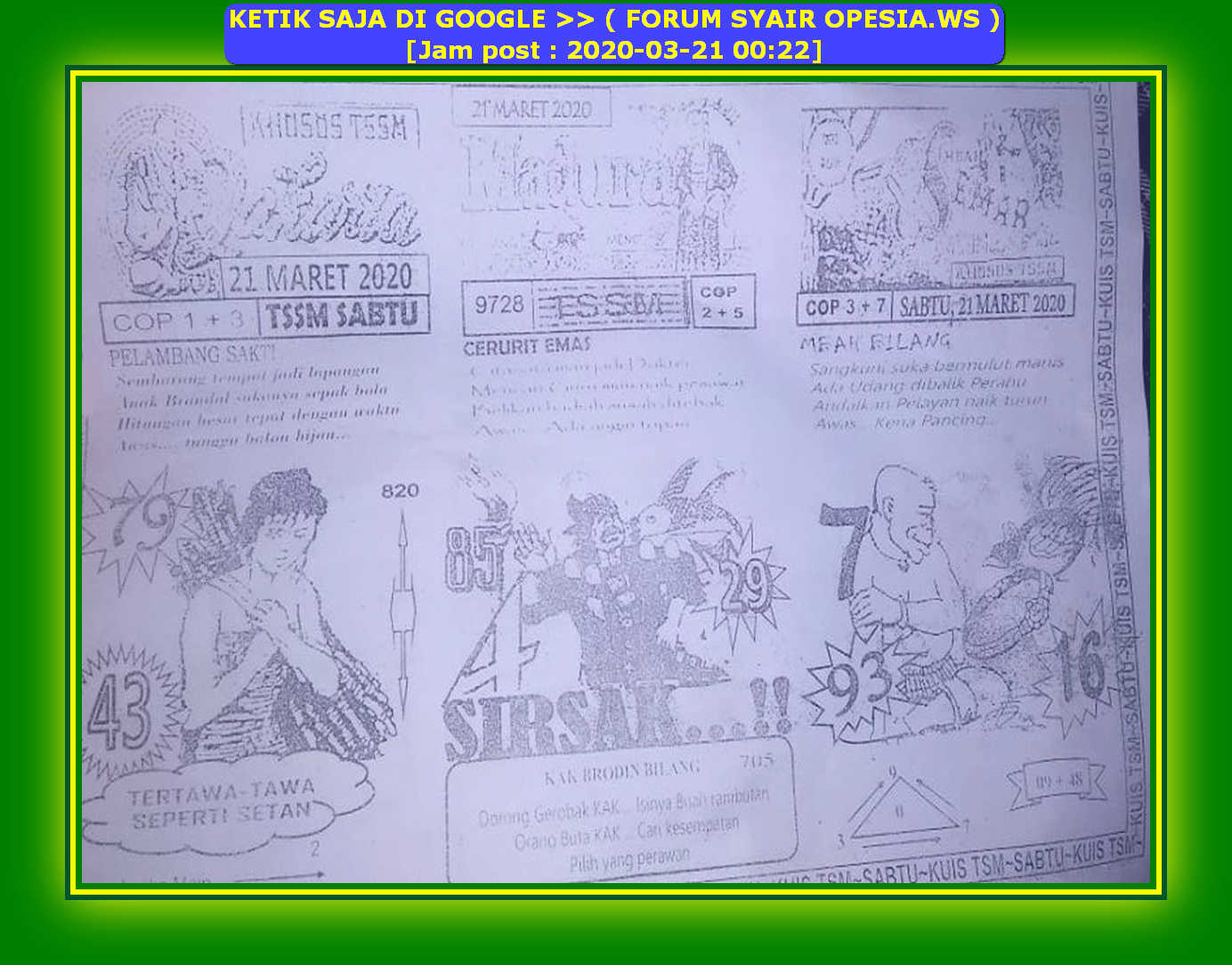 1 New Message Kode Syair Singapore 21 Maret 2020 Forum Syair Togel Hongkong Singapura Sydney