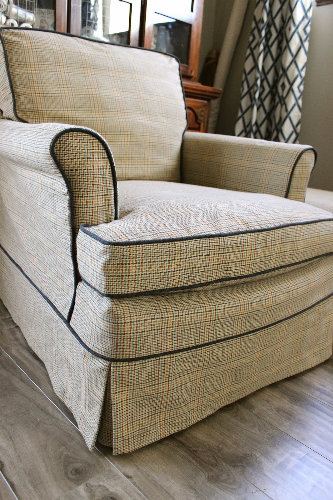 Custom Slipcovers by Shelley Plaid Menswear Chair
