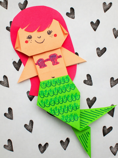 fun summer origami for kids- fold an origami mermaid