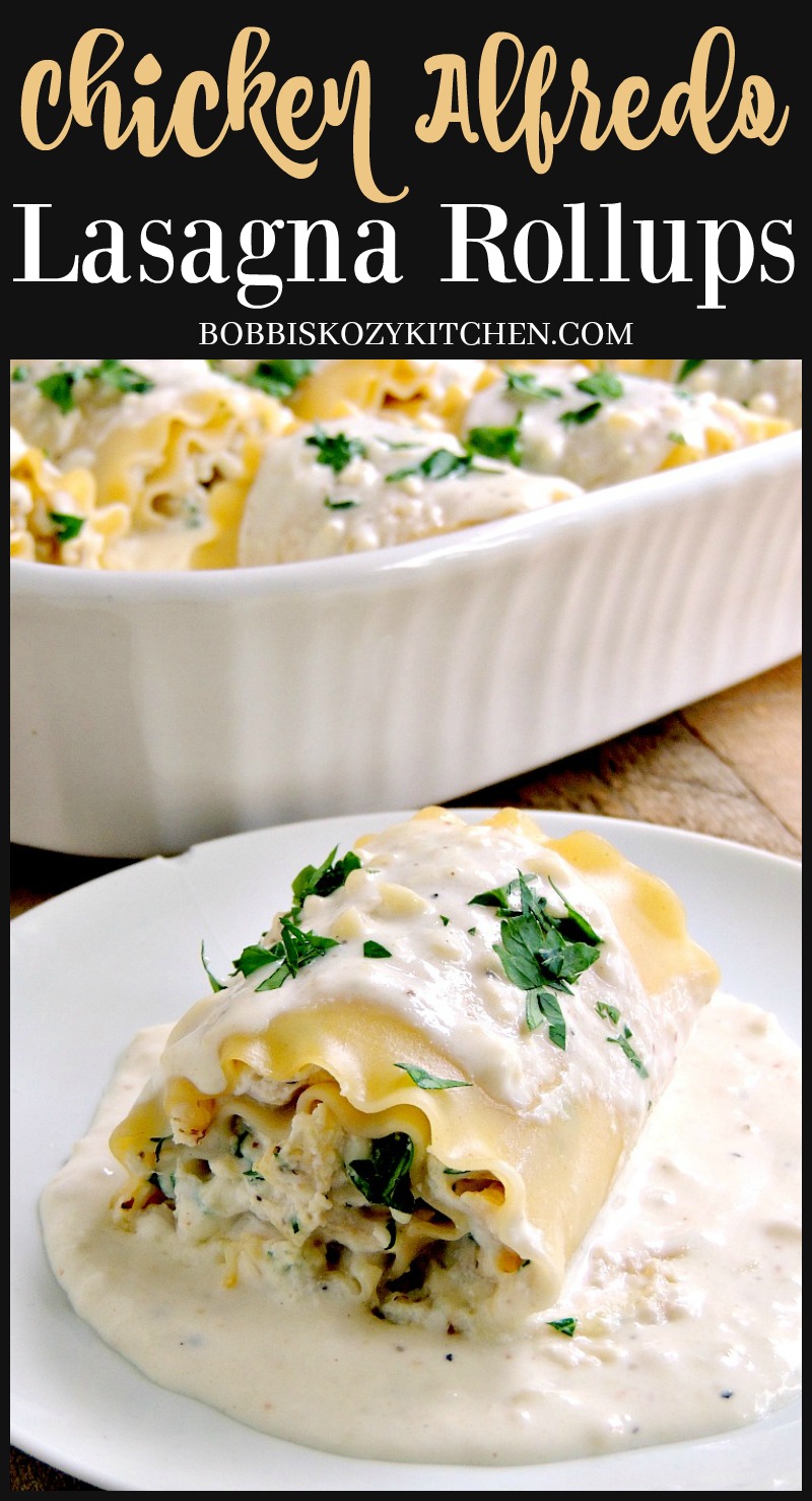 Chicken Alfredo Lasagna Rollups - combine two of your favorite dishes in one delicious package. From www.bobbiskozykitchen.com