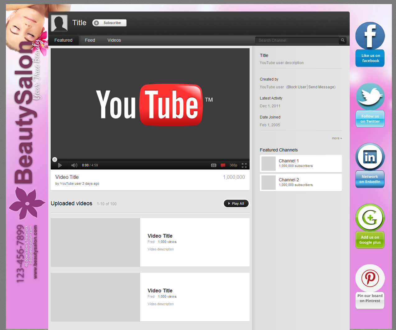 Youtube Channel Backgrounds Youtube Channel Background Beauty Salon