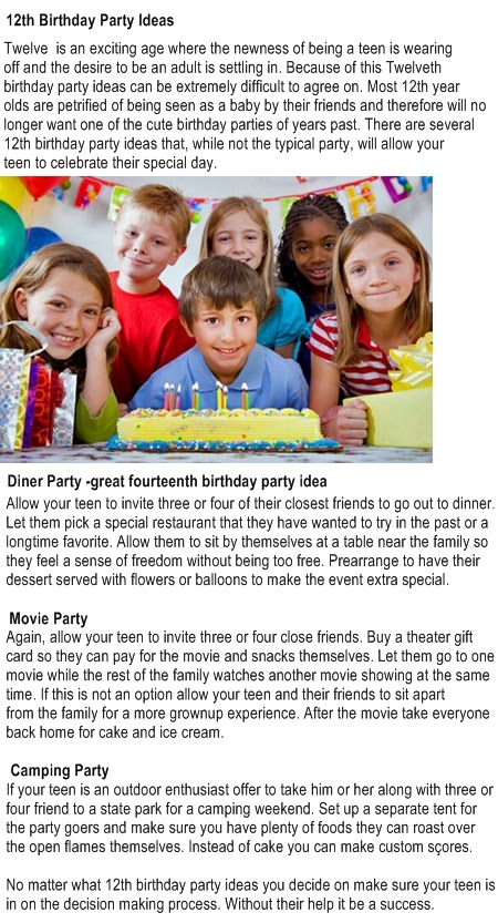 Birthday party ideas for 12 year olds