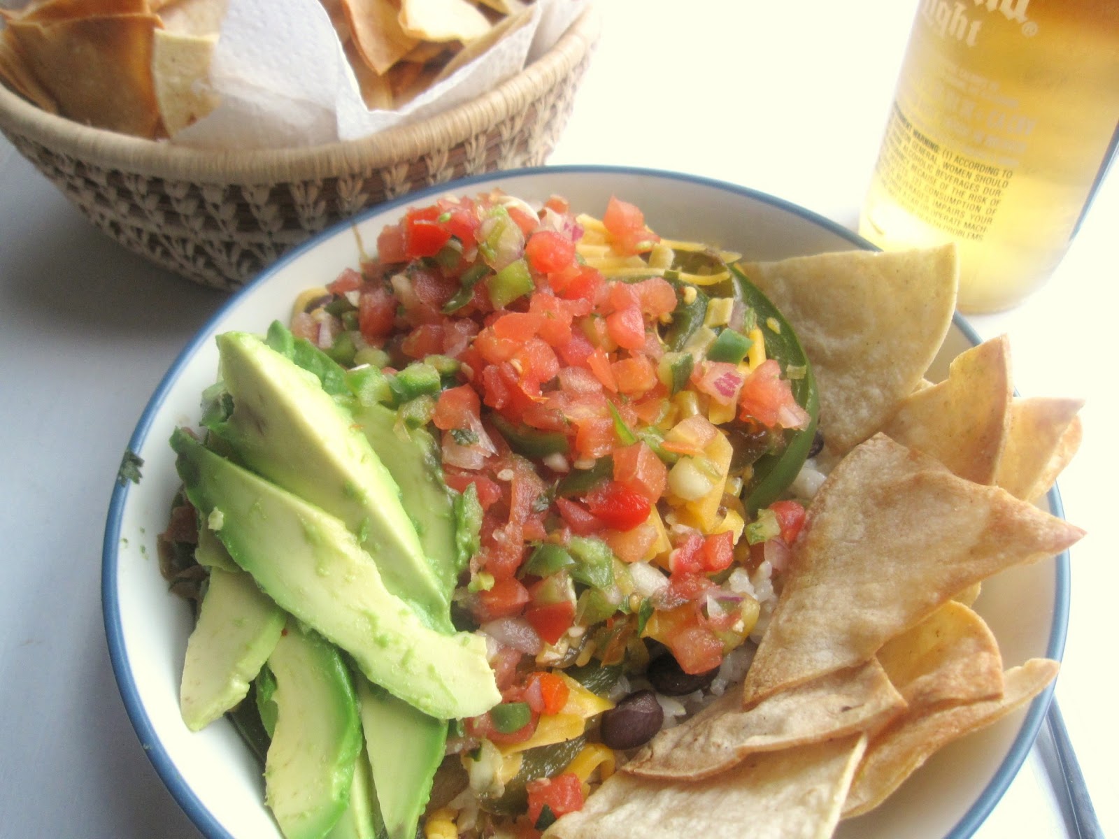 Food for the Week Vegetarian Fajita Burrito Bowls with Baked Tortilla