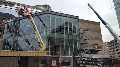 entrance to Copley Place under construction earlier this year