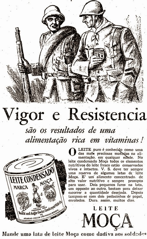 Propaganda do Leite Moça durante a Revolução Constitucionalista em 1932.