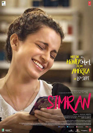 Simran 2017 DVDRip 350Mb Full Hindi Movie Download 480p ESub