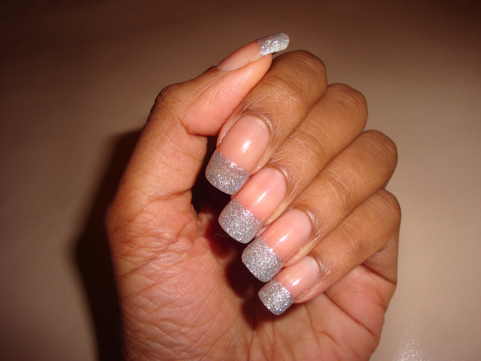 White and Silver Glitter French Tip Nails - wide 4