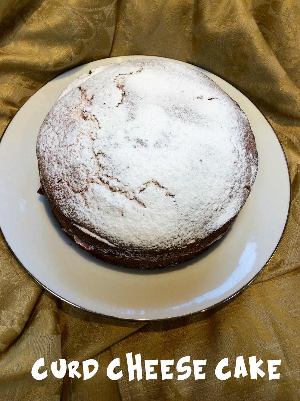 Chez Maximka Curd cheese cake with buttercream frosting and jam