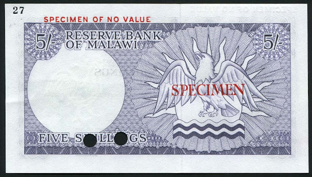 Malawi money currency 5 Shillings