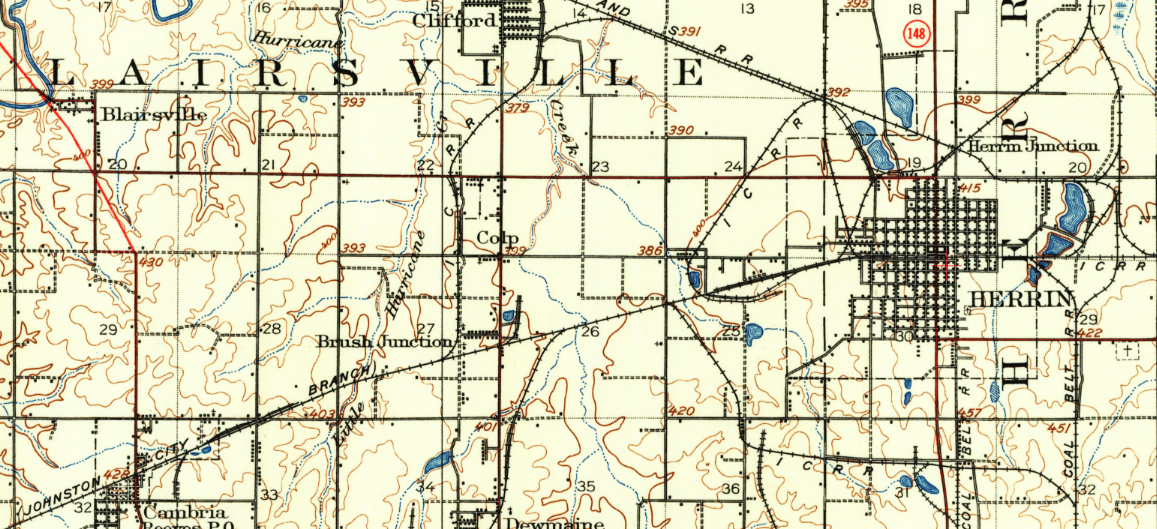 Towns and Nature Herrin, IL IC freight house and abandoned coal mine branches