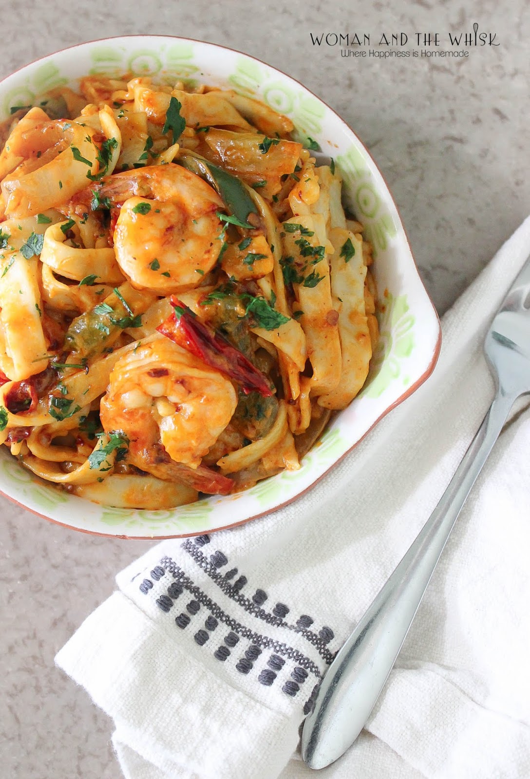 Woman and the Whisk Shrimp Fettuccine In A Chipotle Cream Sauce